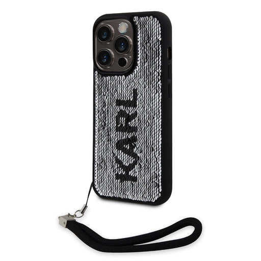 Karl Lagerfeld Sequins Reversible Hülle Für iPhone 15 Pro Schwarz/Silver