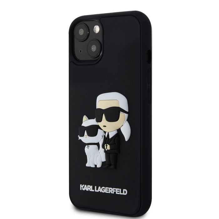 Karl Lagerfeld 3D Rubber Karl and Choupette Hülle Für iPhone 14 Schwarz