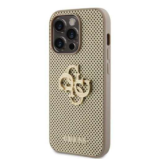 Guess Hülle PU Perforated 4G Glitter Metal Logo Hülle Für iPhone 14 Pro Max Gold
