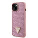 Guess Hülle Rhinestones Triangle Metal Logo Hülle für iPhone 15 Rosa