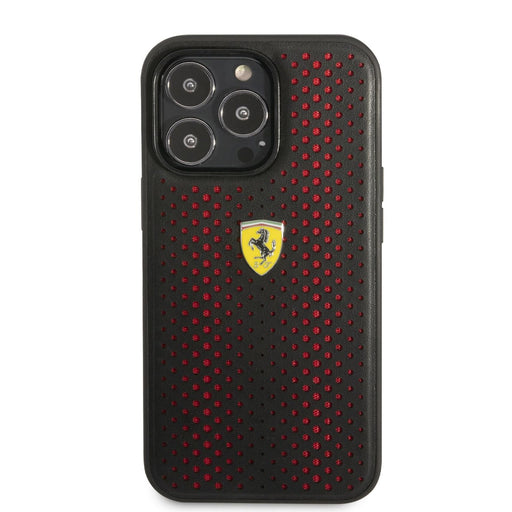 Ferrari Kunstleder Perforated Hülle Für iPhone 14 Pro Rot