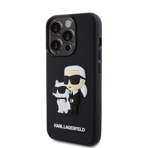 Karl Lagerfeld 3D Rubber Karl and Choupette Hülle Für iPhone 13 Pro Schwarz