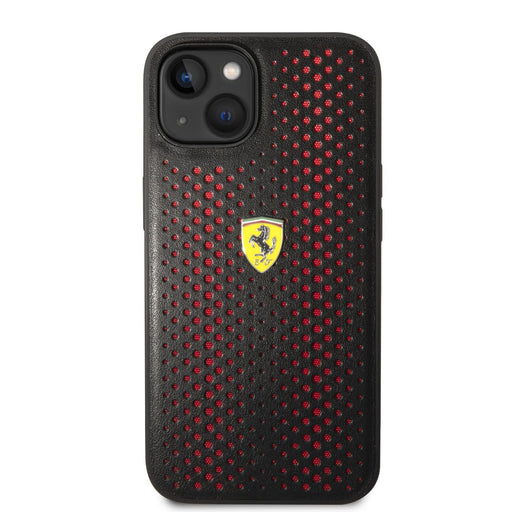 Ferrari Kunstleder Perforated Hülle Für iPhone 14 Plus Rot