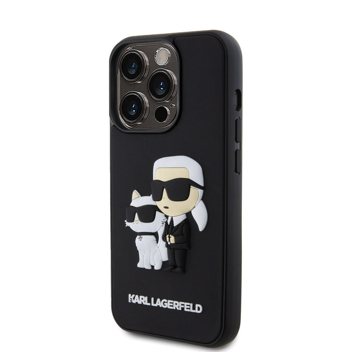 Karl Lagerfeld 3D Rubber Karl and Choupette Hülle Für iPhone 14 Pro Schwarz