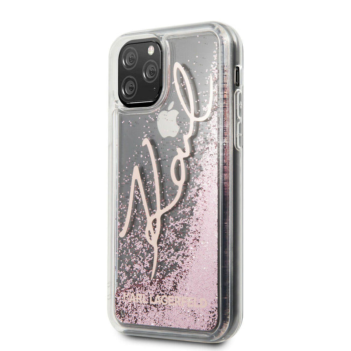 Karl Lagerfeld Handyhülle iPhone 11 Pro Hülle Karl Lagerfeld Glitter Signature Cover /Rosa