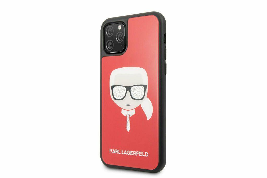 Karl Lagerfeld Handyhülle iPhone 11 Pro Max Hülle Karl Lagerfeld Iconic Full Body Glitter TPU Case Rot