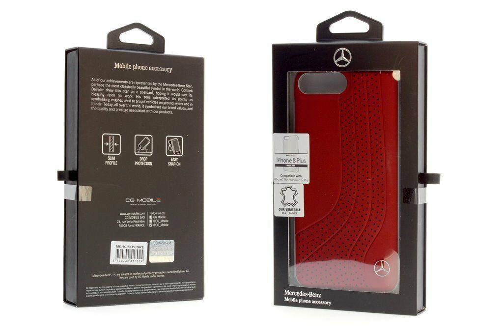 Mercedes Benz Handyhülle iPhone 8/7 Plus Handyhülle - Mercedes-Benz /Leder Hardcover - I Bow Walnut -Rot