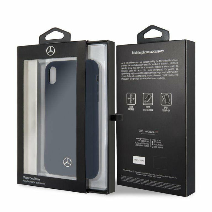 Mercedes Benz Handyhülle Schutzhülle für iPhone XR- Mercedes Benz - Silicone Fiber - Silikon Lining Navy